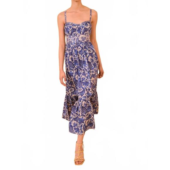 NEW ULLA JOHNSON nadine cami midi dress in ocean - Picture 1 of 4